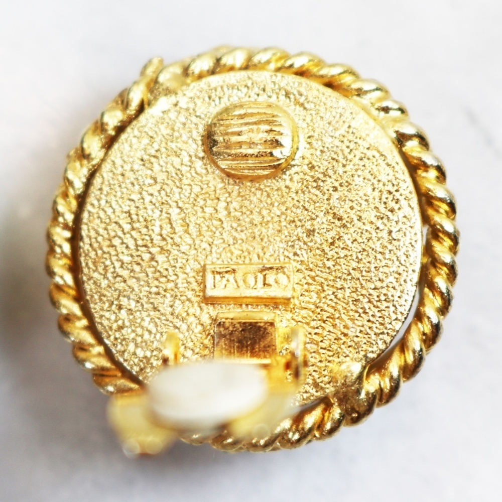 ⚜️ Vintage Paolo Gucci Gold Stars with Caged Moon Stone Earrings - Picture 7 of 16